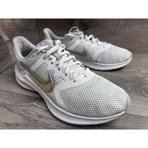 Nike Womens 10 Sneakers Downshifter White Gray Lace Up Running Shoes CW3413-100